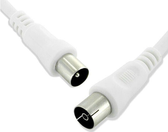 Powertech Cablu Antenă Coaxial de sex masculin - Coaxial de sex feminin Alb 5m (CAB-V017)