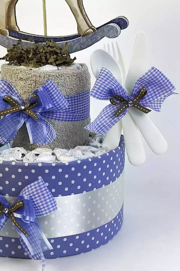 Dama Koupa Χειροποίητο Diaper Cake από Ξύλο για Αγόρι Aλογάκι