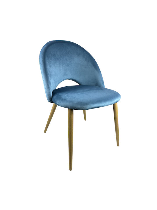 Woodside Dining Room Velvet Chair Blue/Natural 58x50x80cm