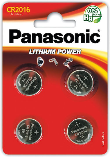 Panasonic Μπαταρίες Λιθίου Ρολογιών CR2016 3V 4τμχ