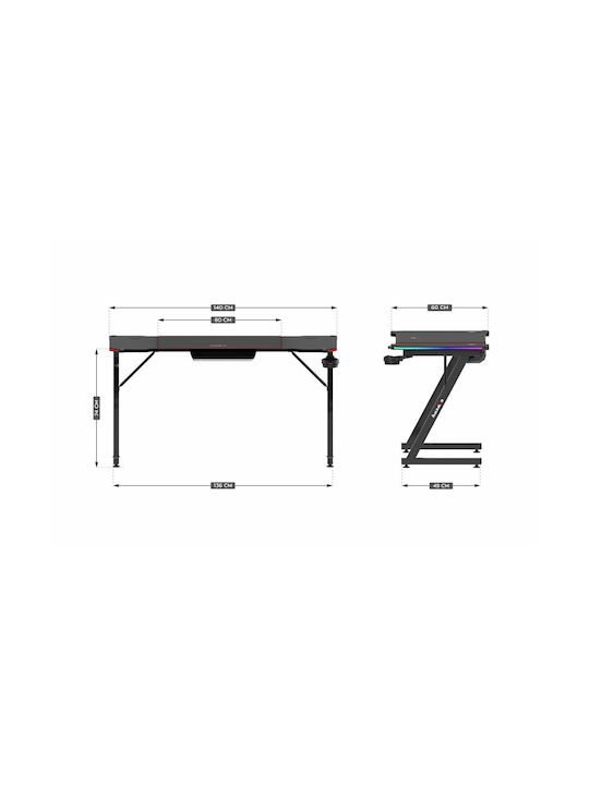Γραφείο Hero 3.3 RGB Ξύλινο Μαύρο με LED 140x60x74εκ.