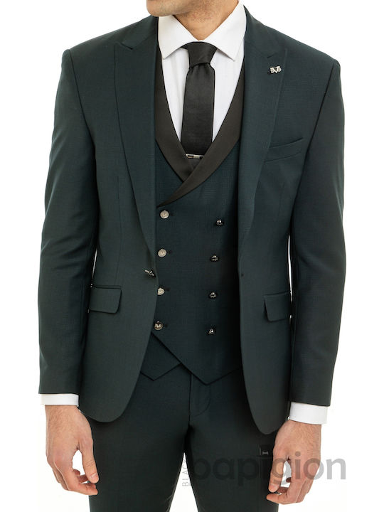 Men's Winter Suit with Vest Green