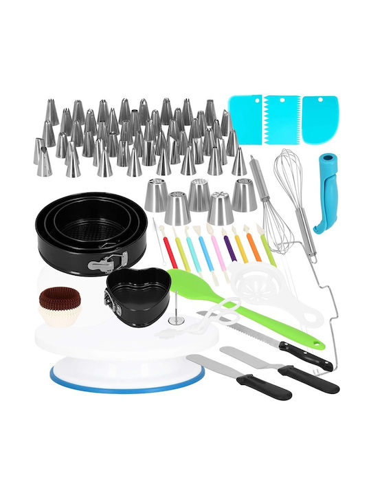 Pastry Set Rotating Platter 4 Baking Trays 345 Pieces Templates Decorating Cakes