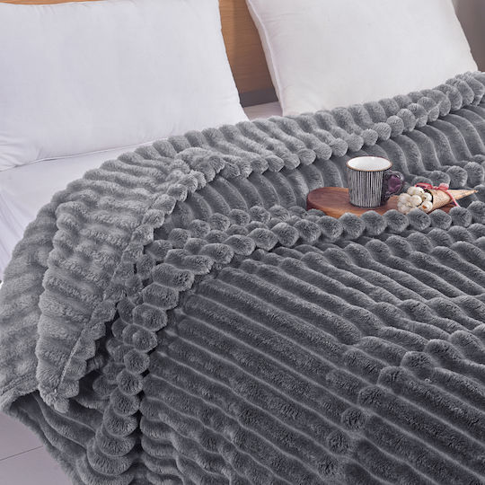 My Home Luxury Blanket Fleece Single 160x220cm Dark Grey