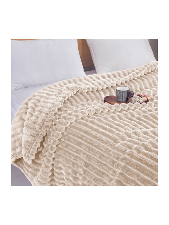 My Home Luxury Κουβέρτα Fleece Μονή 160x220εκ. Εκρού