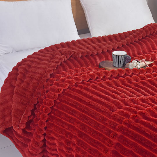 My Home Luxury Blanket Fleece Queen 220x240cm Bordeaux