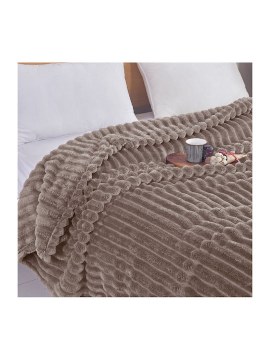 My Home Luxury Κουβέρτα Fleece Υπέρδιπλη 220x240εκ. Μόκα MRD-44