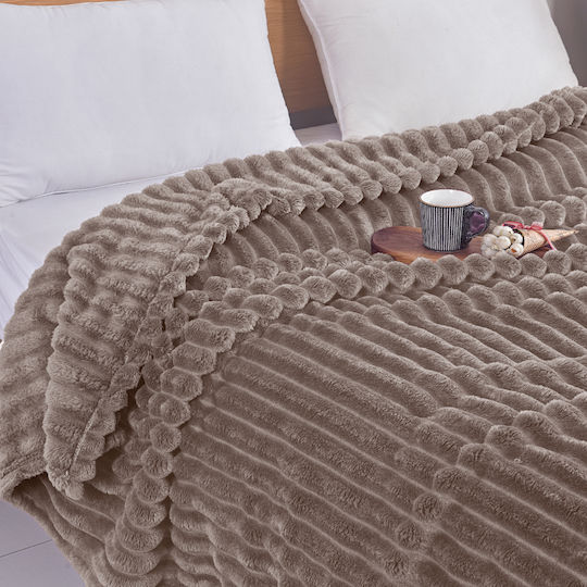 My Home Luxury Blanket Fleece Queen 220x240cm Mocha