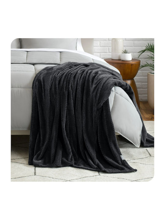 My Home Luxury Κουβέρτα Fleece Υπέρδιπλη 220x240εκ. Μαύρη