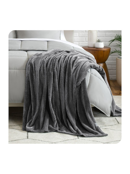 My Home Luxury Pătură Fleece Single 160x220 cm Gri Închis