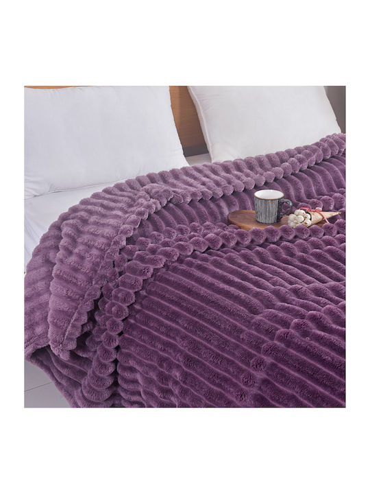 My Home Luxury Κουβέρτα Fleece Μονή 160x220εκ. Λιλά MRS-06