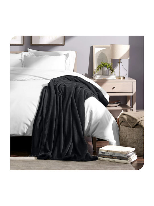 My Home Luxury Κουβέρτα Fleece Υπέρδιπλη 220x240εκ. Μαύρη PB-18
