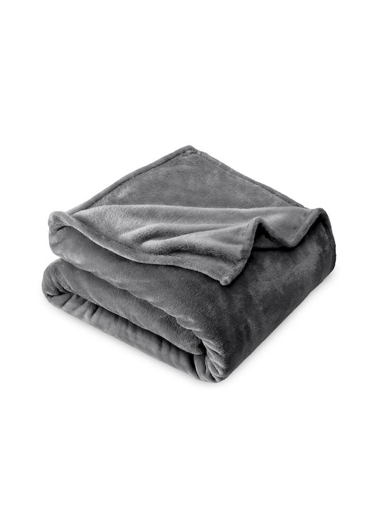 My Home Luxury Pătură Fleece Supra-dublă 220x240cm Gri Închis