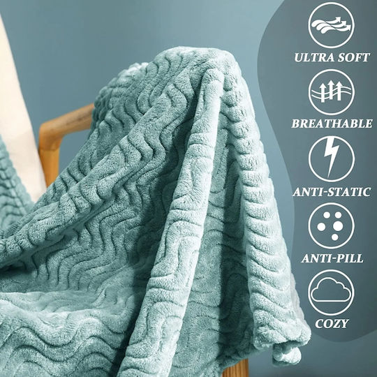 My Home Luxury Κουβέρτα Fleece Μονή 160x220εκ. Μέντα BL160-05