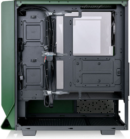 Thermaltake Ceres 350 MX Геймърско бюро Midi Tower Компютърна кутия със страничен прозорец и RGB осветление Състезателно зелено