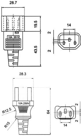 IEC C13 - IEC C14 Cable 2m Μαύρο 10409-020