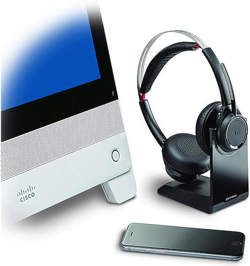 Voyager Focus UC with Microsoft Teams Ασύρματα Over Ear Multimedia Ακουστικά με μικρόφωνο και σύνδεση Bluetooth / USB-A