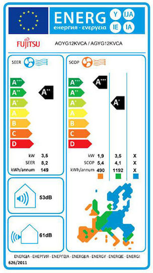 Fujitsu AGYG12KVCA/AOYG12KVCA Επαγγελματικό Κλιματιστικό Inverter Δαπέδου 12000 BTU