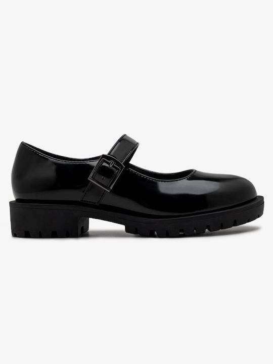 Conguitos Girls Patent Leather Moccasins Black