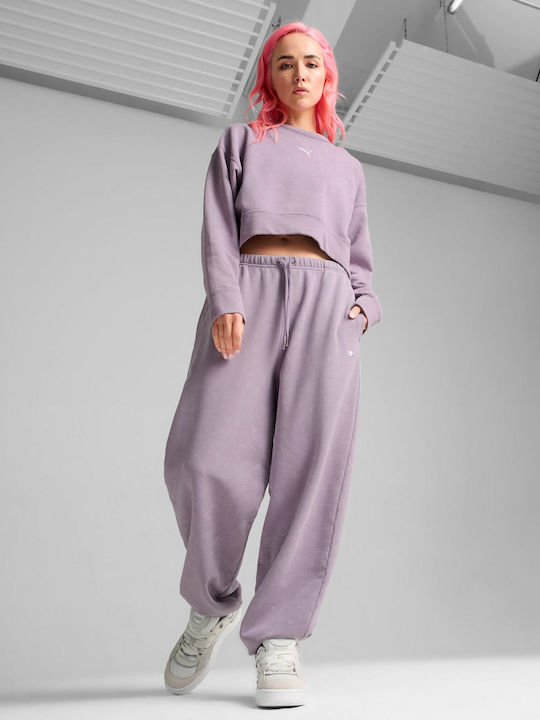 Gekürzt Damen Sweatshirt Lila