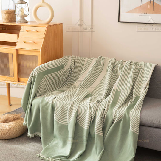My Home Luxury Calobra Three-Seater Sofa Throw Jacquard 180x280cm Green