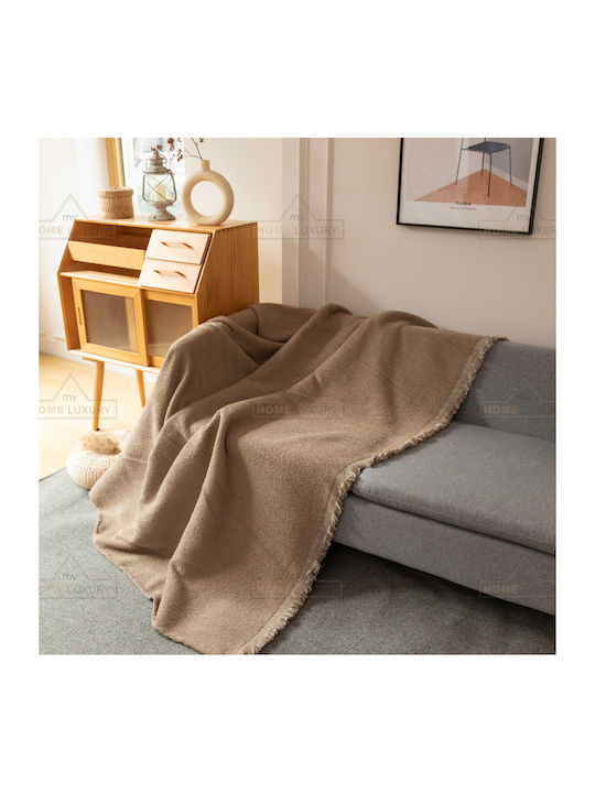 My Home Luxury Cavo Armchair Throw Jacquard 180x180cm Brown
