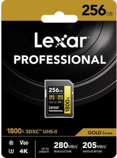 Lexar Professional 1800x SDXC 256GB U3 V60 UHS-II 280MB/s