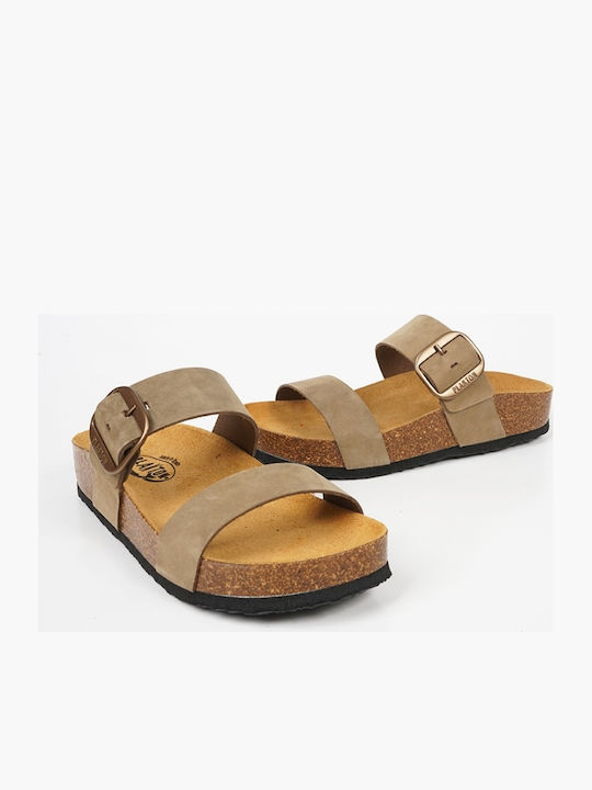 Leather Women's Anatomic Flatforms Sandals Olive Green