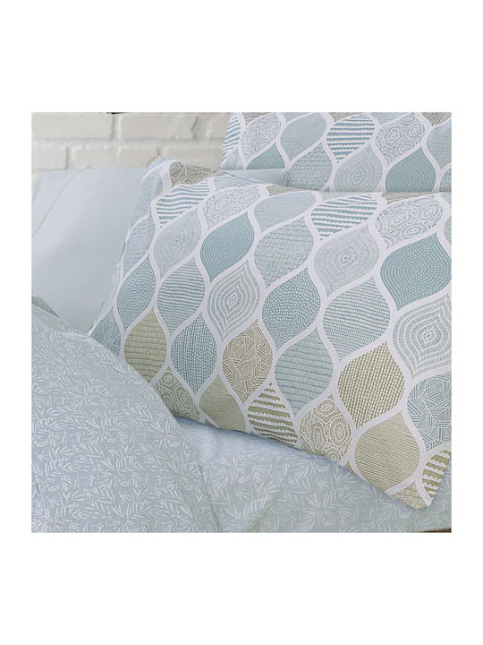 Espree Sheet Sets Queen with Elastic 160x200+35cm. Geo Blue 4pcs