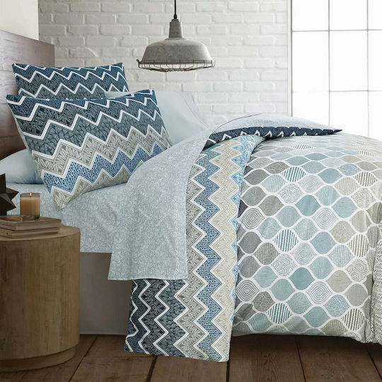 Espree Sheet Sets Queen with Elastic 160x200+35cm. Kiris Blue 4pcs