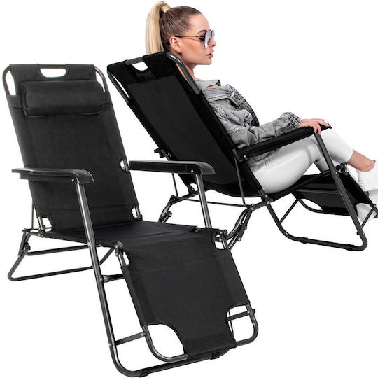 Lounger-Armchair Beach Black 80x60x153cm