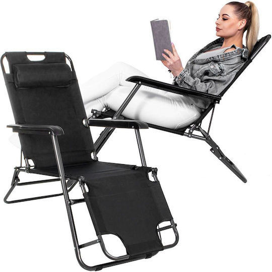 Lounger-Armchair Beach Black 80x60x153cm