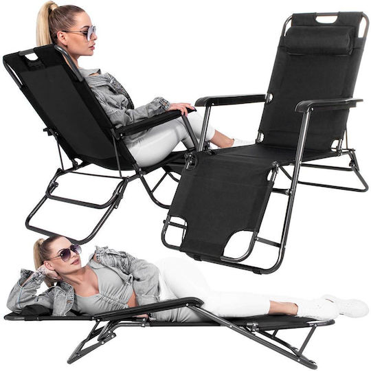 Lounger-Armchair Beach Black 80x60x153cm