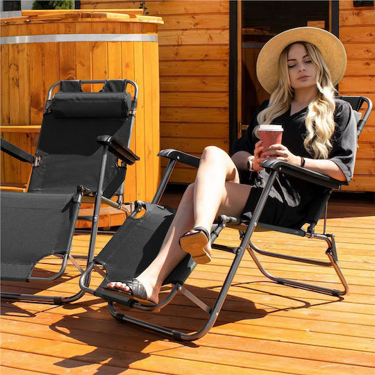 Lounger-Armchair Beach Black 80x60x153cm