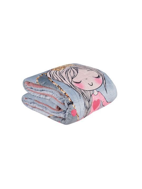 Das Home Kids Duvet Cover Single with Hollowfiber Filling Moon Princess Grey, Pink 160x220cm