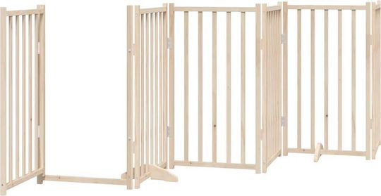 Faltbare Hundegitter-Trennwand 9 Paneele 450 cm Pappelholz Braun 50 x 90 x 2 cm
