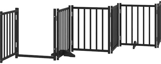 Dog Gate Foldable 9 Panels 450cm Poplar Wood Black 50 X 60 X 2 Cm