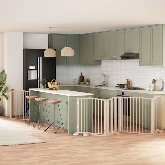 Vidaxl Преграда за кучета, сгъваема, 8 панела, 640 см, топола, кафява
