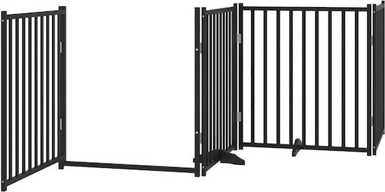 Hundeabsperrgitter faltbar 6 Paneele 480 cm Pappelholz Schwarz 80 x 90 x 2 cm