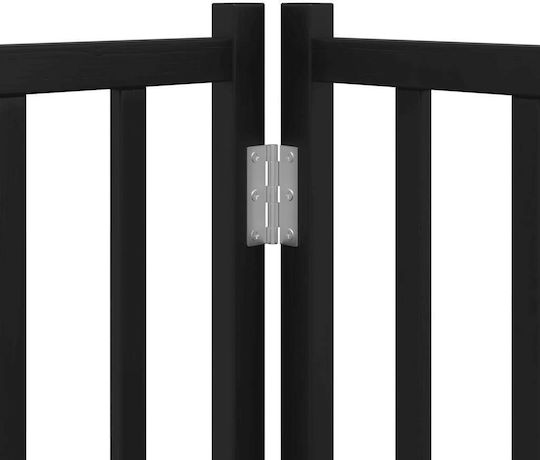 Hundeabsperrgitter faltbar 6 Paneele 480 cm Pappelholz Schwarz 80 x 90 x 2 cm
