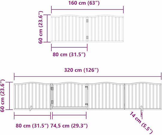 Vidaxl Hundegitter Trennwand Faltbar 6 Paneele 480cm Pappelholz Schwarz