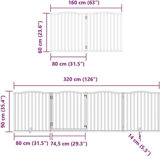 Vidaxl Hundegitter faltbar 10 Paneele 800cm Pappelholz Braun