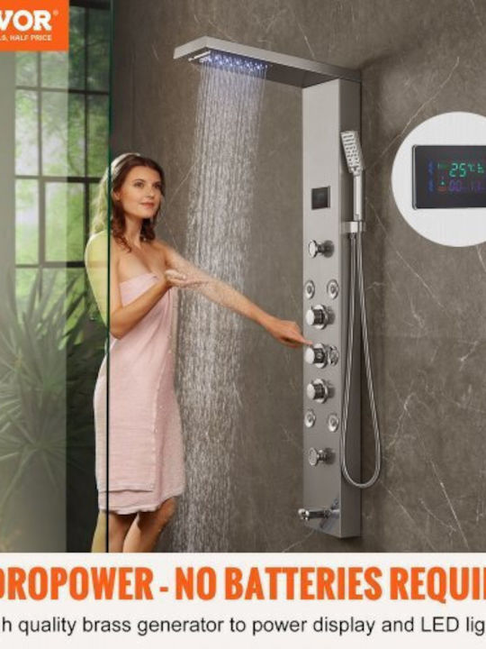 Vevor Hydro-Massage-Säule 134.5cm Silber