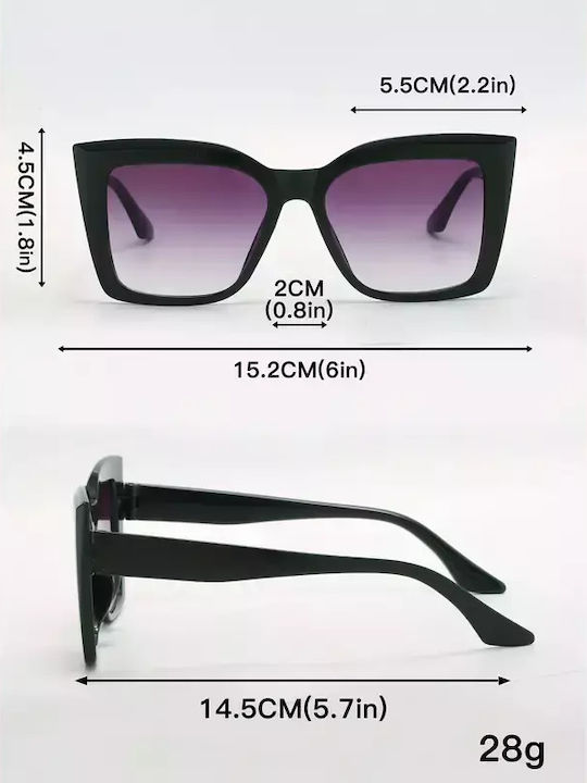 Women's Sunglasses with Beige Plastic Frame and Brown Gradient Lens G-07
