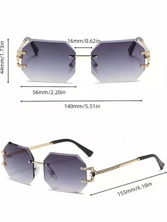 Unisex Sunglasses with Orange Metal Frame and Gray Gradient Lens G-10