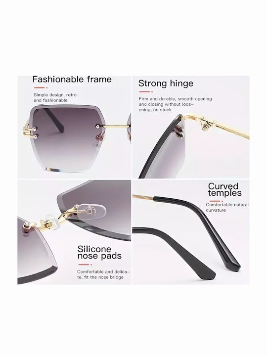 Women's Sunglasses with Gold Metal Frame and Gray Lens G-30