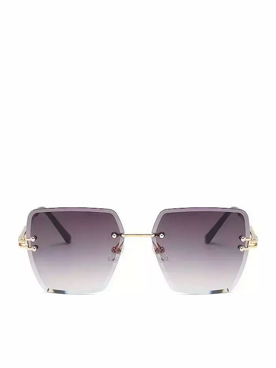 Women's Sunglasses with Gold Metal Frame and Gray Lens G-30