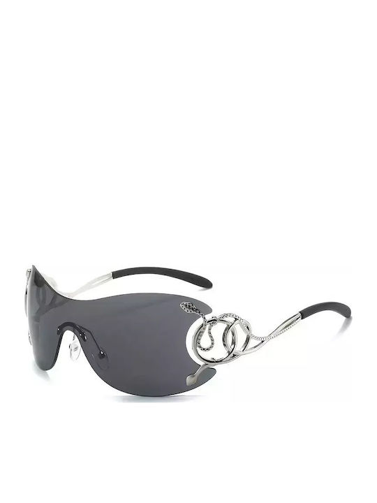 Unisex Sunglasses with Silver Metal Frame and Brown Lens G-02