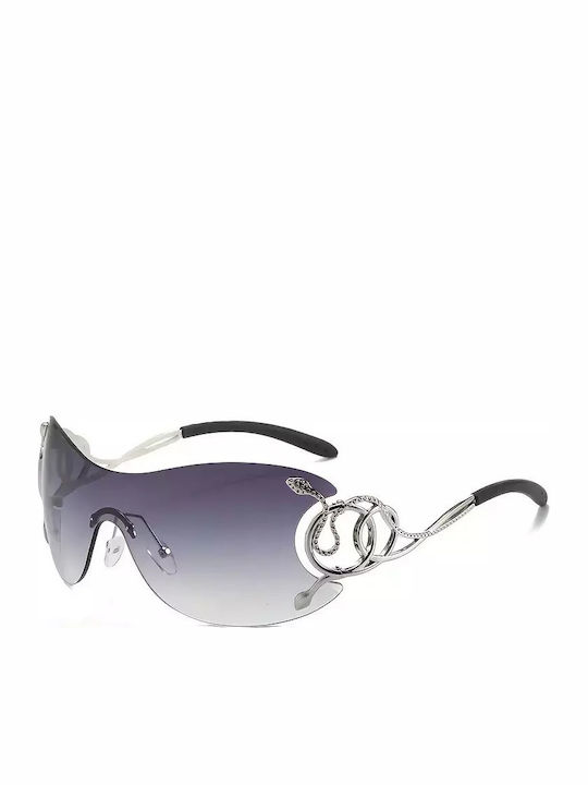 Unisex Sunglasses with Silver Metal Frame and Brown Lens G-02