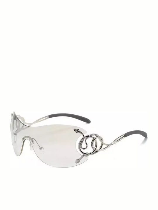 Unisex Sunglasses with Silver Metal Frame and Brown Lens G-02
